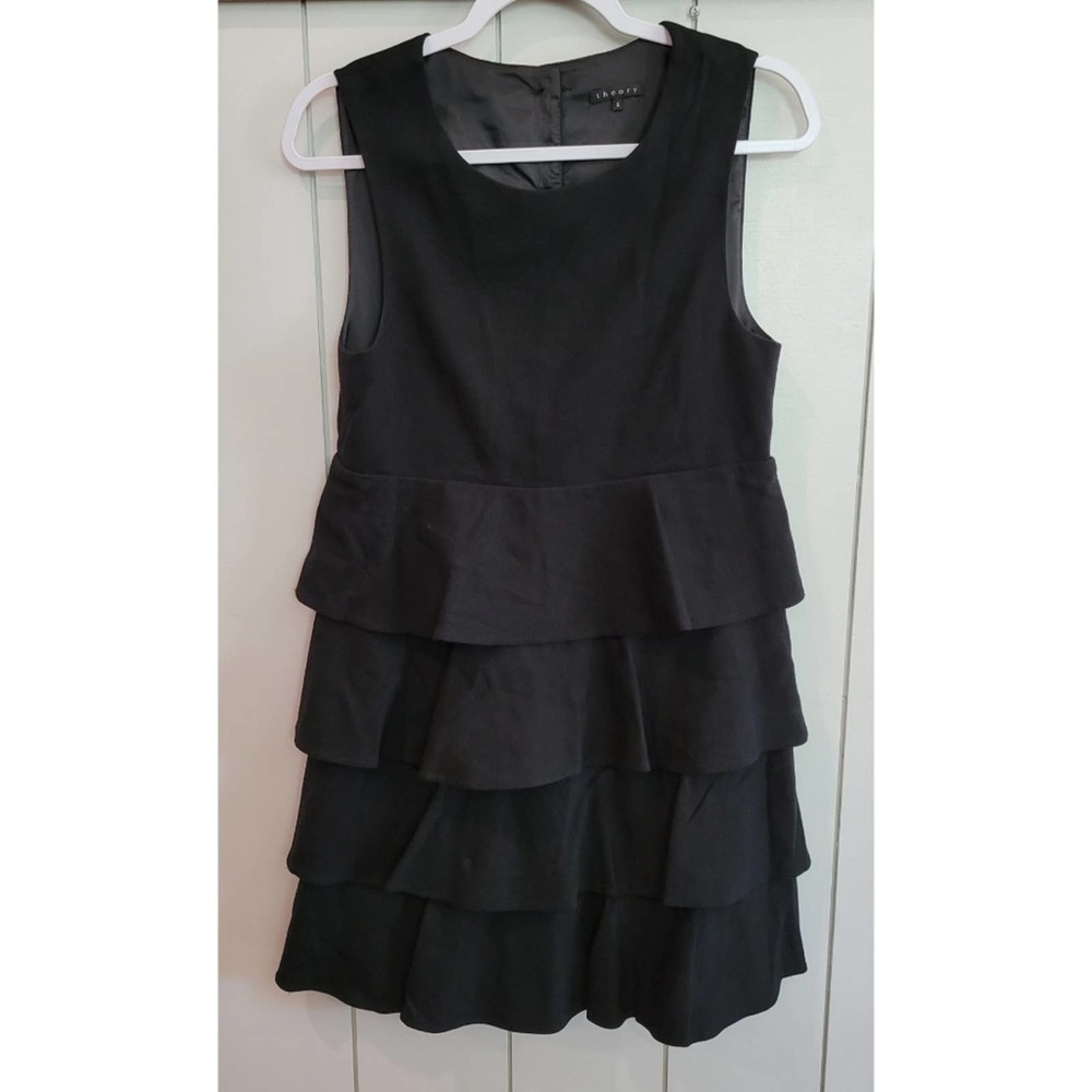 Theory Selma Ruffle Tiered Black Sleeveless dress Size 4
